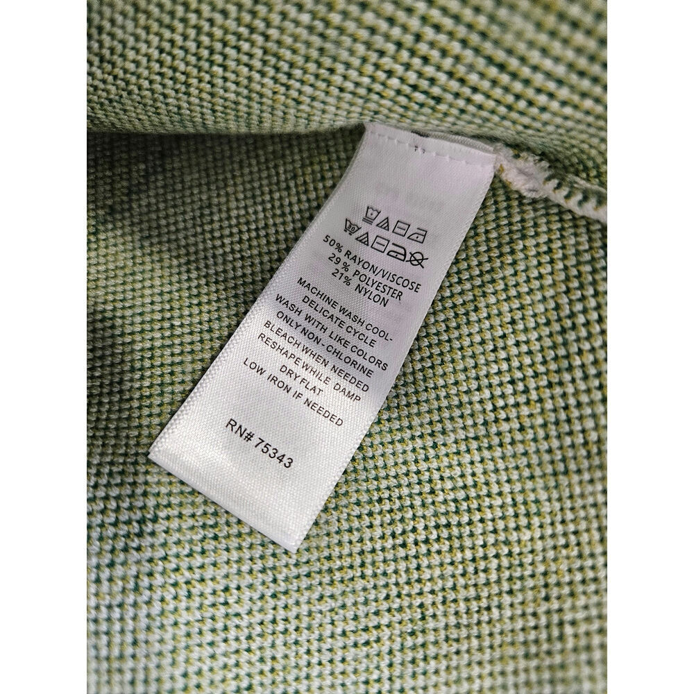 Tahari Large Womens Mock Neck Plaid Sweater Green Yellow Soft - Picture 5 of 6